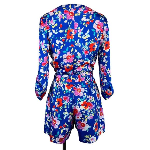 Yumi Kim Romper Small Blue Floral Liz Wrap Tie Waist Pockets - Picture 3 of 12